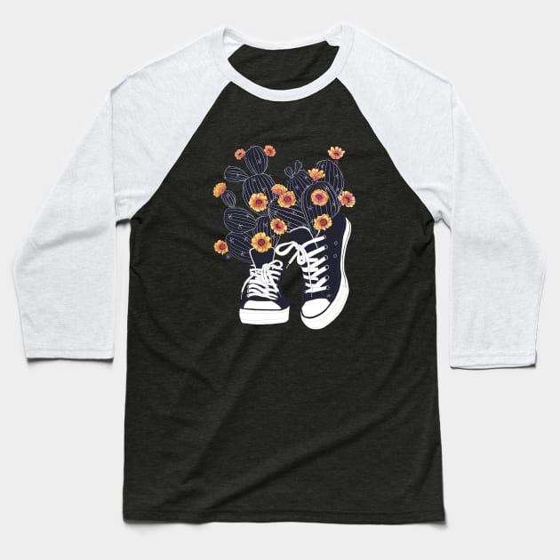 Sneakers with cactus Baseball T-Shirt by kodamorkovkart